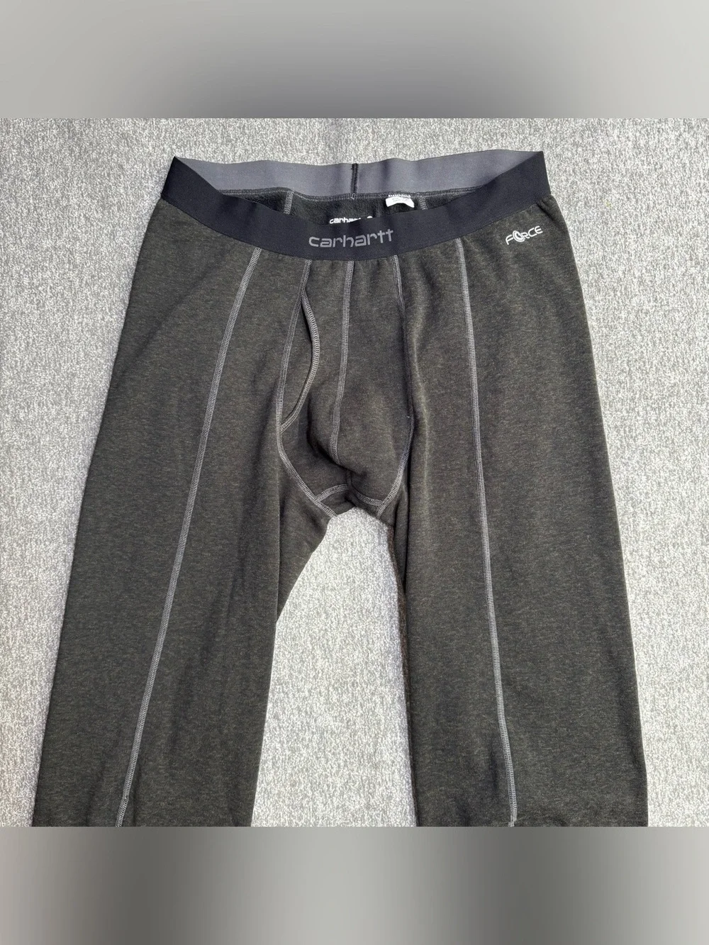 Carhartt Force Base Layer Pants Mens L Tall Black Wool Blend Thermal UH0173MT